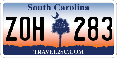 SC license plate ZOH283