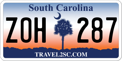 SC license plate ZOH287