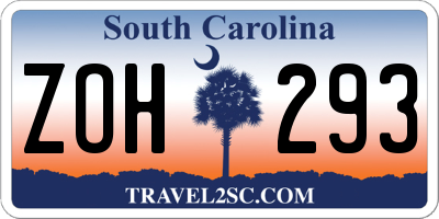 SC license plate ZOH293