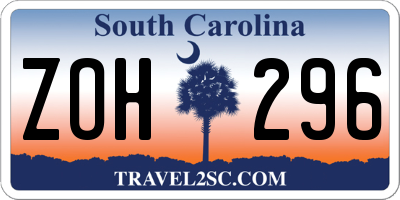 SC license plate ZOH296