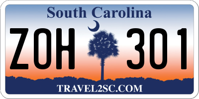 SC license plate ZOH301