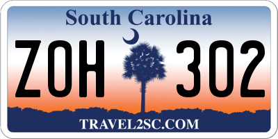 SC license plate ZOH302