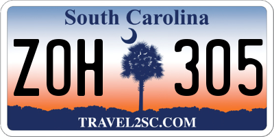 SC license plate ZOH305