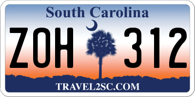 SC license plate ZOH312
