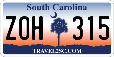 SC license plate ZOH315