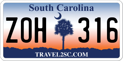 SC license plate ZOH316