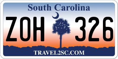 SC license plate ZOH326