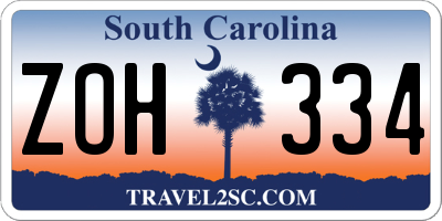 SC license plate ZOH334