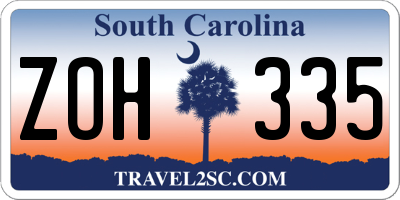SC license plate ZOH335