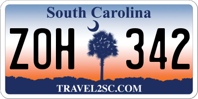 SC license plate ZOH342