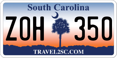 SC license plate ZOH350