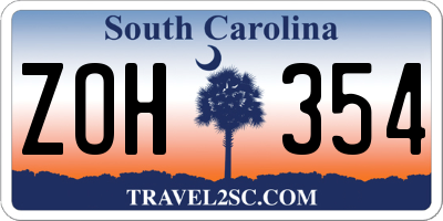 SC license plate ZOH354