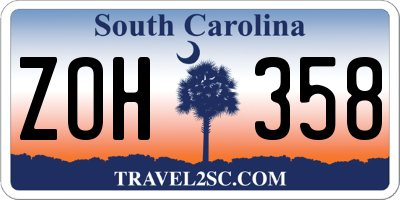 SC license plate ZOH358