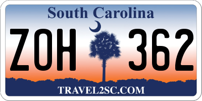 SC license plate ZOH362