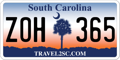 SC license plate ZOH365
