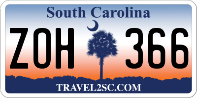 SC license plate ZOH366