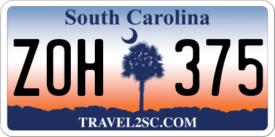 SC license plate ZOH375