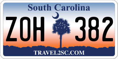 SC license plate ZOH382