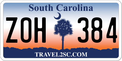 SC license plate ZOH384