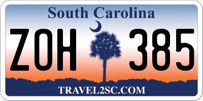 SC license plate ZOH385