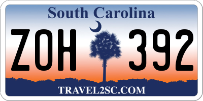 SC license plate ZOH392