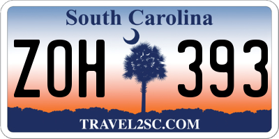 SC license plate ZOH393