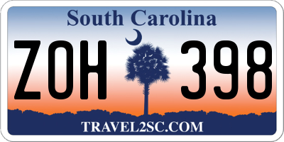 SC license plate ZOH398