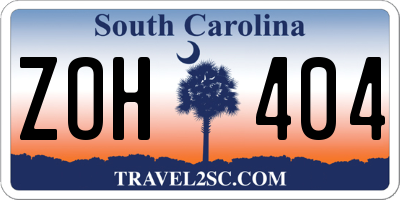 SC license plate ZOH404
