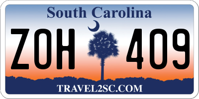 SC license plate ZOH409