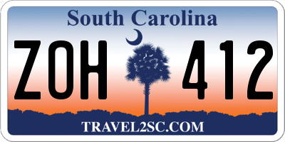 SC license plate ZOH412