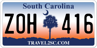 SC license plate ZOH416