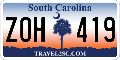 SC license plate ZOH419