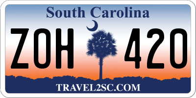 SC license plate ZOH420