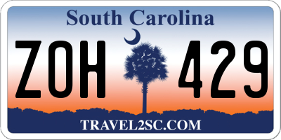 SC license plate ZOH429