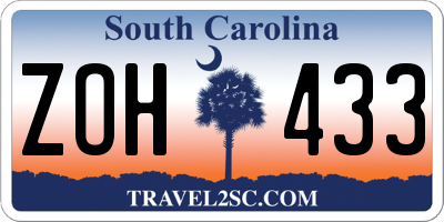 SC license plate ZOH433
