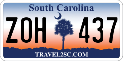 SC license plate ZOH437