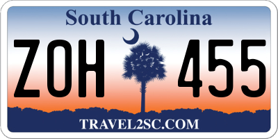 SC license plate ZOH455