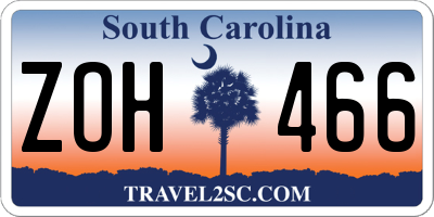 SC license plate ZOH466