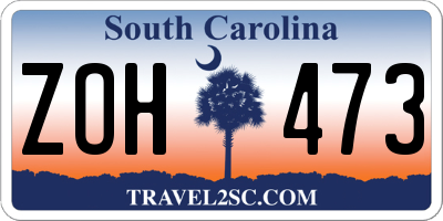 SC license plate ZOH473