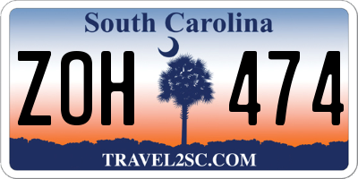 SC license plate ZOH474