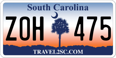 SC license plate ZOH475