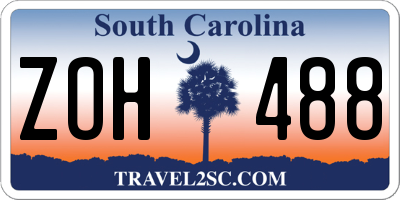 SC license plate ZOH488