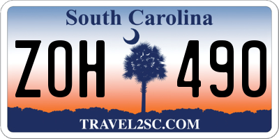 SC license plate ZOH490