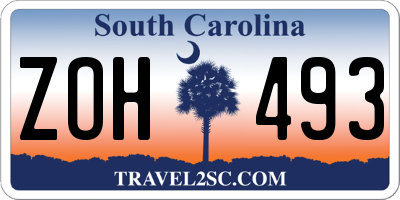 SC license plate ZOH493