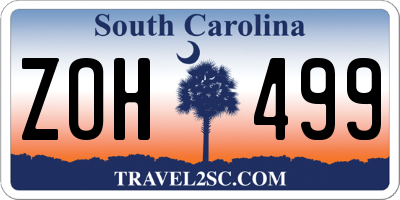 SC license plate ZOH499