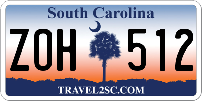 SC license plate ZOH512