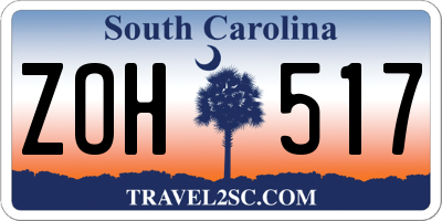 SC license plate ZOH517