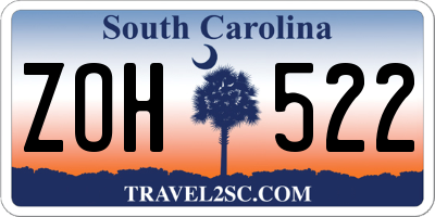 SC license plate ZOH522
