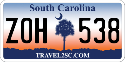 SC license plate ZOH538