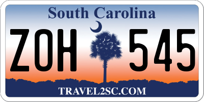 SC license plate ZOH545